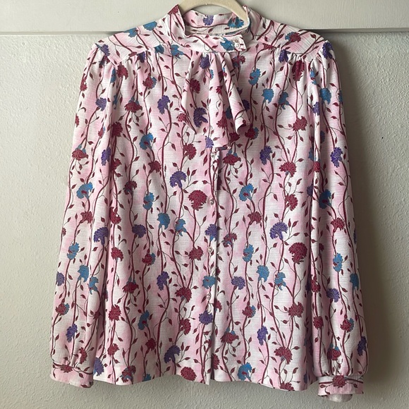 Vintage Fire Islander floral print long sleeve button down top - Picture 1 of 6